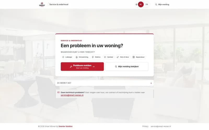 Smart Wonen ticketsysteem website