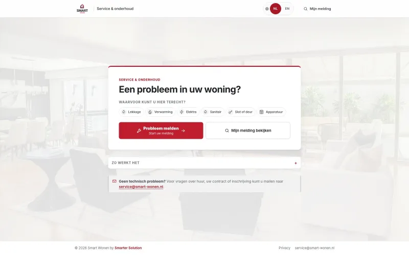 Smart Wonen ticketsysteem website